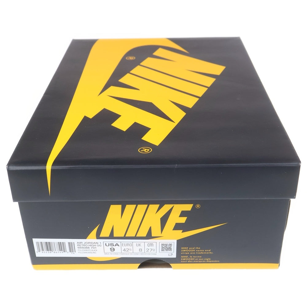 NIKE(ナイキ) AIR JORDAN1 RETRO HIGH OG POLLEN エアジョーダン 1 レトロ パラン ハイカットスニーカー ブラック/イエロー U9/27cm 555088-701
