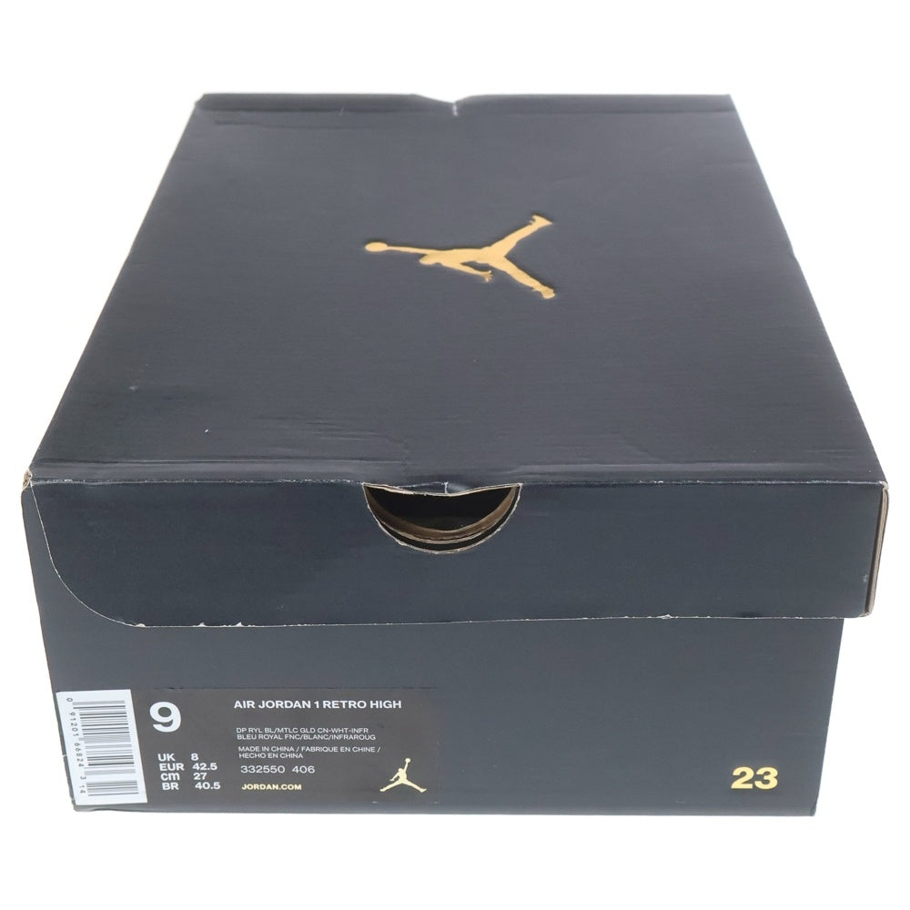 NIKE(ナイキ) AIR JORDAN 1 RETRO HIGH GOLD MEDAL エアジョーダン1 レトロ メダルゴールド ハイカットスニーカー ブルー/ホワイト US9/27cm 332550-406