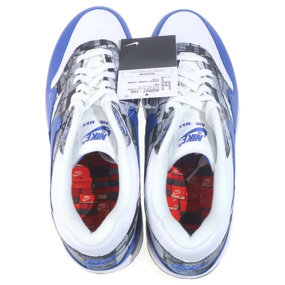 NIKE(ナイキ) ×atmos AIR MAX1 PRNT アトモス エアマックス1 プリント ローカットスニーカー ホワイト/ブルー US9/27cm AQ0927-100