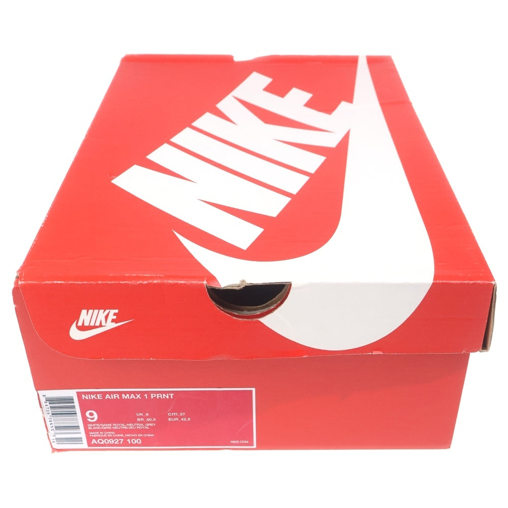 NIKE(ナイキ) ×atmos AIR MAX1 PRNT アトモス エアマックス1 プリント ローカットスニーカー ホワイト/ブルー US9/27cm AQ0927-100