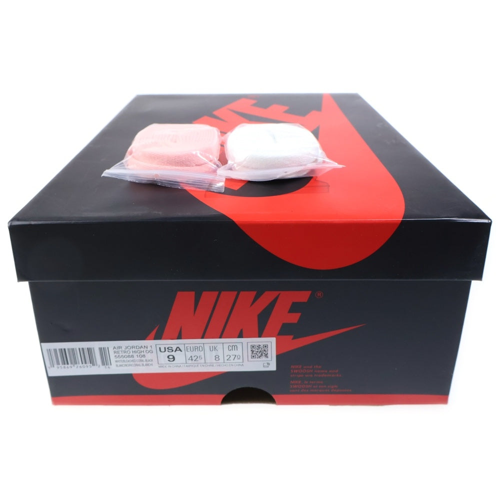 NIKE(ナイキ) AIR JORDAN 1 HIGH OG BLEACHED CORAL エアジョーダン1 ブリーチドコーラル ハイカットスニーカー ホワイト/グレー US9/27cm 555088-108