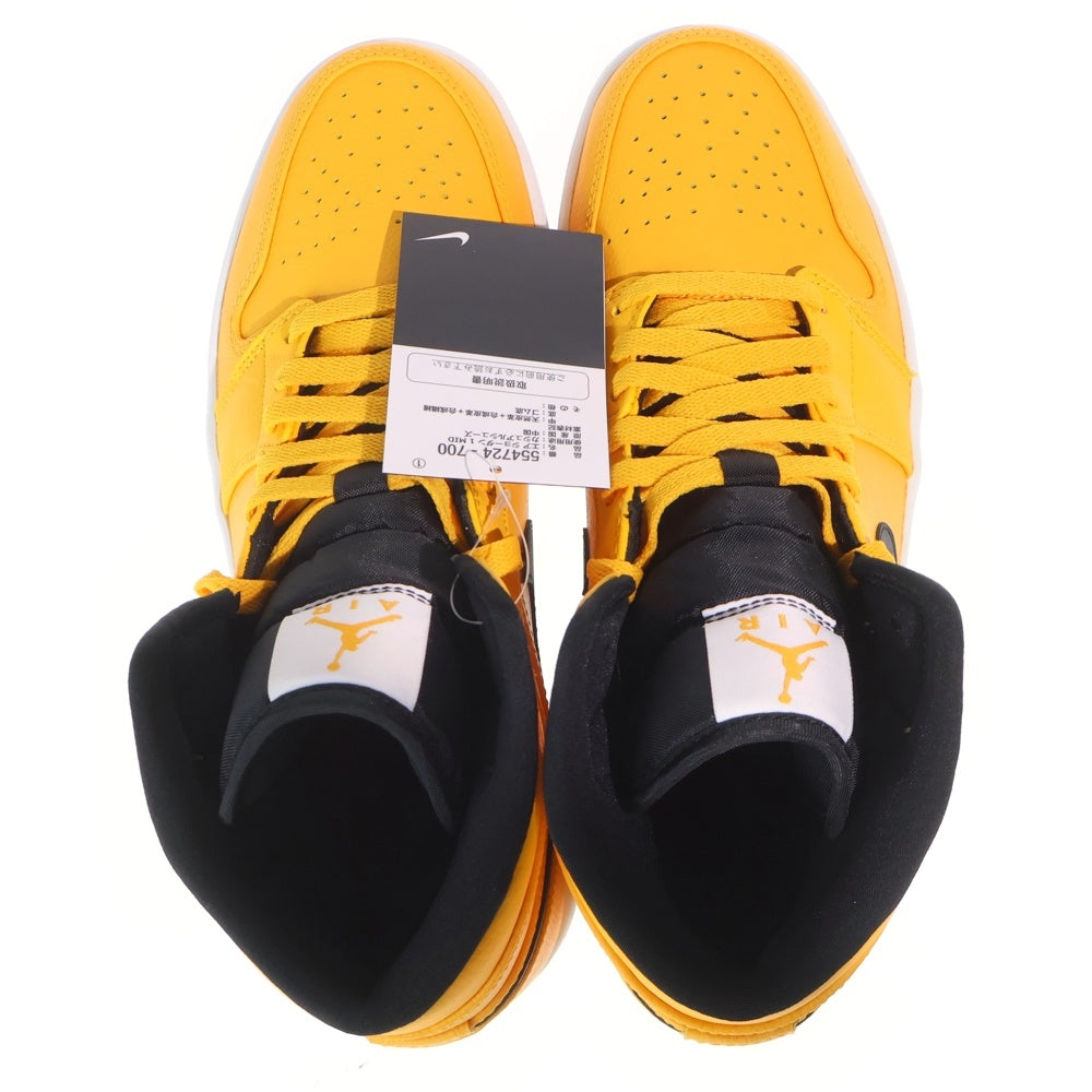 NIKE(ナイキ) AIR JORDAN 1 Mid UNIVERSITY GOLD BLACK エアジョーダン1 ユニバーシティゴールド ミッドカットスニーカー イエロー US9/27cm 554724-700