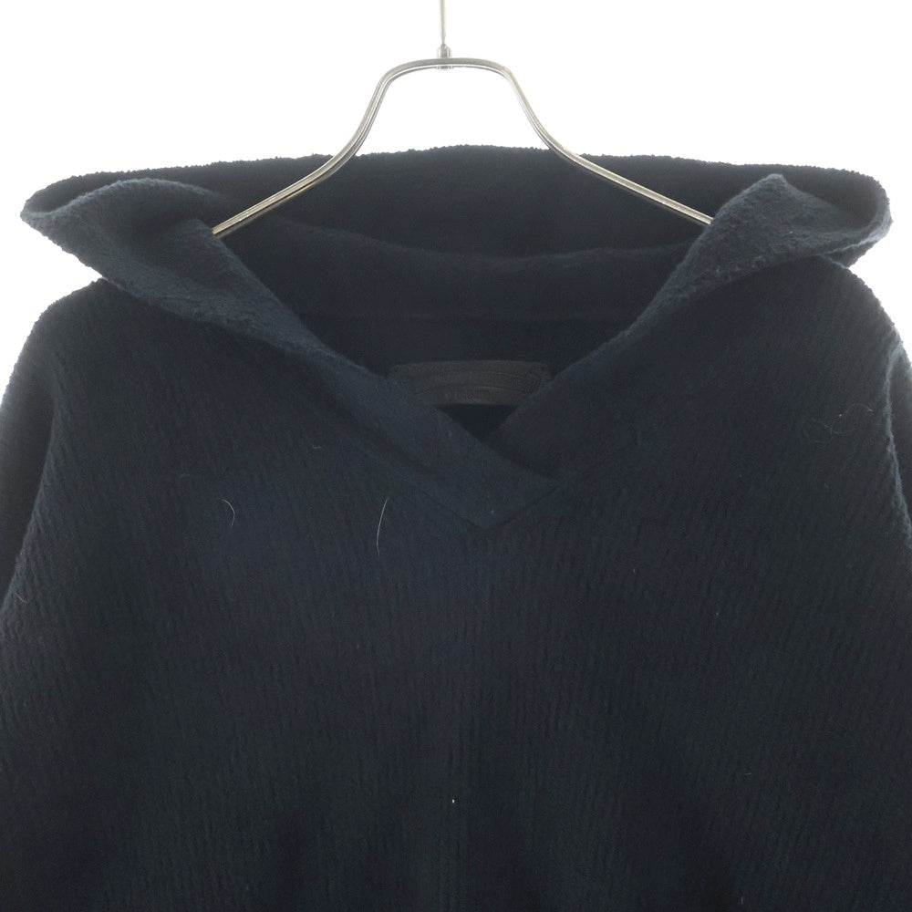 CHROME HEARTS(クロムハーツ) MED/LRG ハラコクロスパッチ コットン/ナイロンニット プルオーバーパーカー ブラック