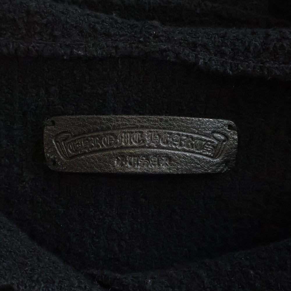 CHROME HEARTS(クロムハーツ) MED/LRG ハラコクロスパッチ コットン/ナイロンニット プルオーバーパーカー ブラック