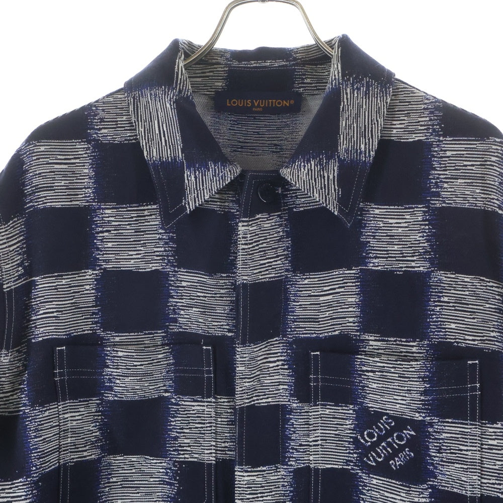 LOUIS VUITTON(ルイヴィトン) 24SS ダミエ オーバーサイズ シャツ ジャケット ネイビー RM241M FVD HQS04W