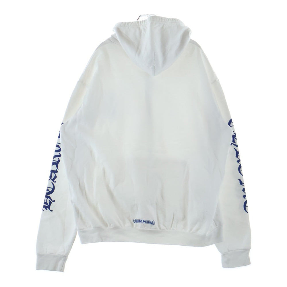 CHROME HEARTS(クロムハーツ) SWTSHRT HD ZIP 袖ロゴプリント ジップアップ スウェットパーカー ホワイト
