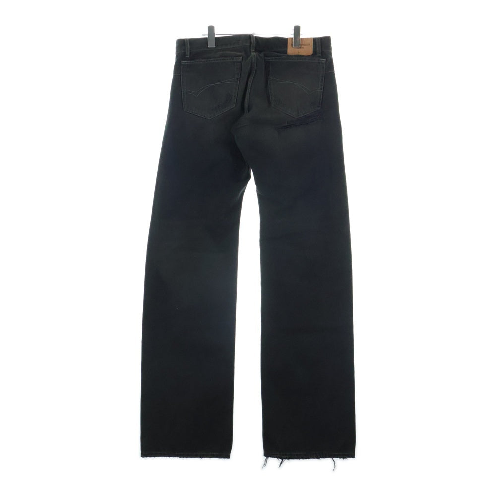 BALENCIAGA(バレンシアガ) 25SS ダメージ クラッシュ デストロイ 加工 ローライズ ブラック デニム パンツ 833430 TSW85