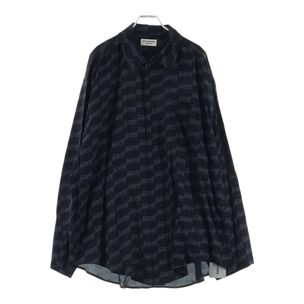 BALENCIAGA(バレンシアガ) 23SS ロゴ モノグラム長袖シャツ ブラック