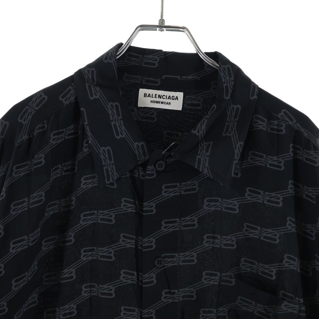 BALENCIAGA(バレンシアガ) 23SS ロゴ モノグラム長袖シャツ ブラック