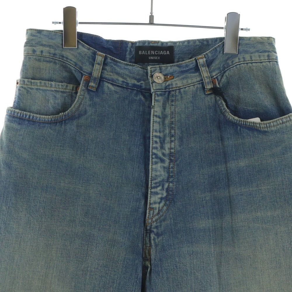 BALENCIAGA(バレンシアガ) 23AW DOUBLE FRONT WIDE LEG JEANS ダブルフロント ワイドレッグジーンズ デニムパンツ インディゴ 767979 TPW53