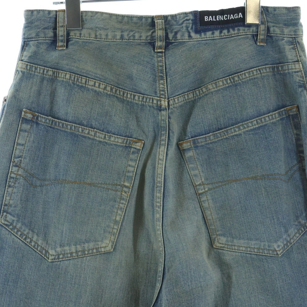 BALENCIAGA(バレンシアガ) 23AW DOUBLE FRONT WIDE LEG JEANS ダブルフロント ワイドレッグジーンズ デニムパンツ インディゴ 767979 TPW53