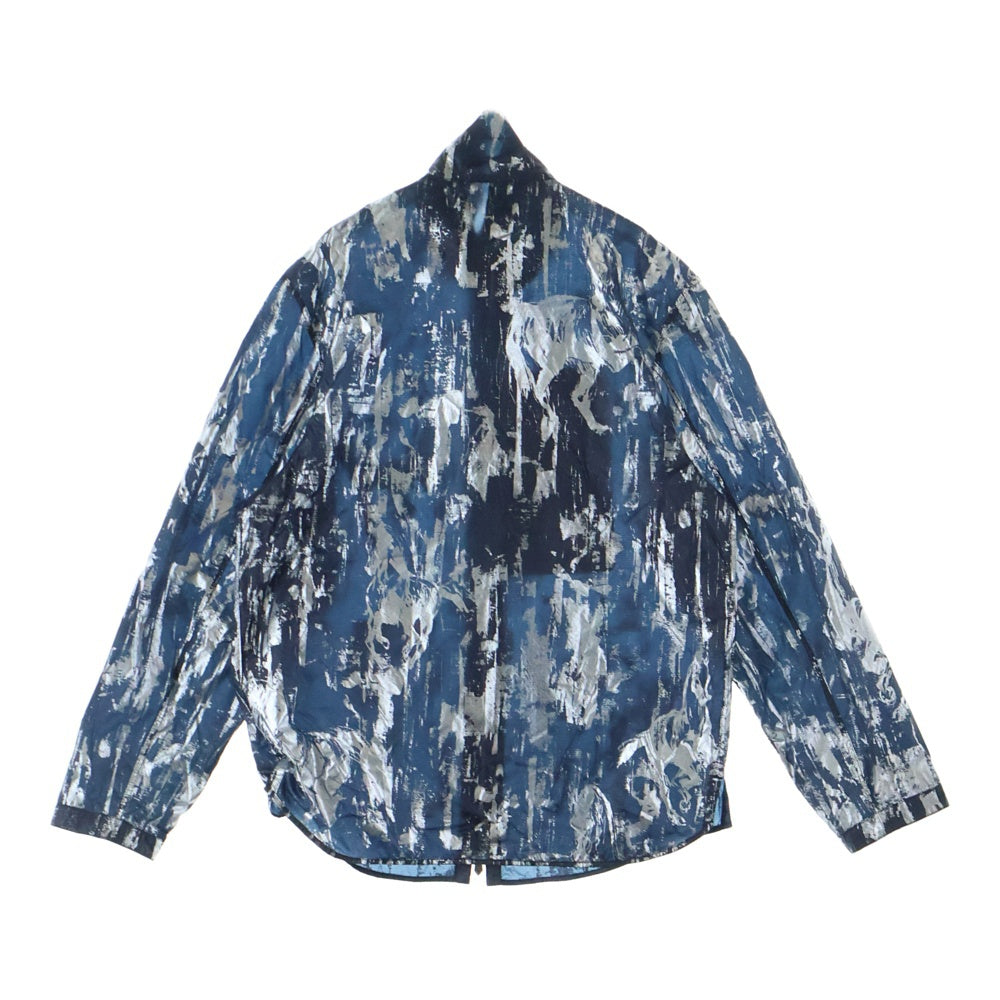 HERMES(エルメス) 25SS Cavalcade siderale 総柄ジップアップ リバーシブル 軽量ナイロン ジャケット ネイビー/シルバー