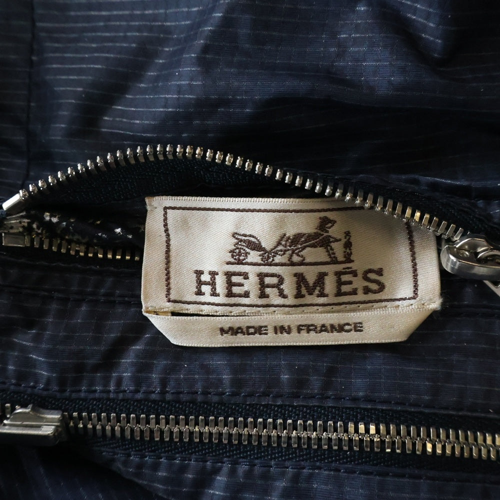 HERMES(エルメス) 25SS Cavalcade siderale 総柄ジップアップ リバーシブル 軽量ナイロン ジャケット ネイビー/シルバー