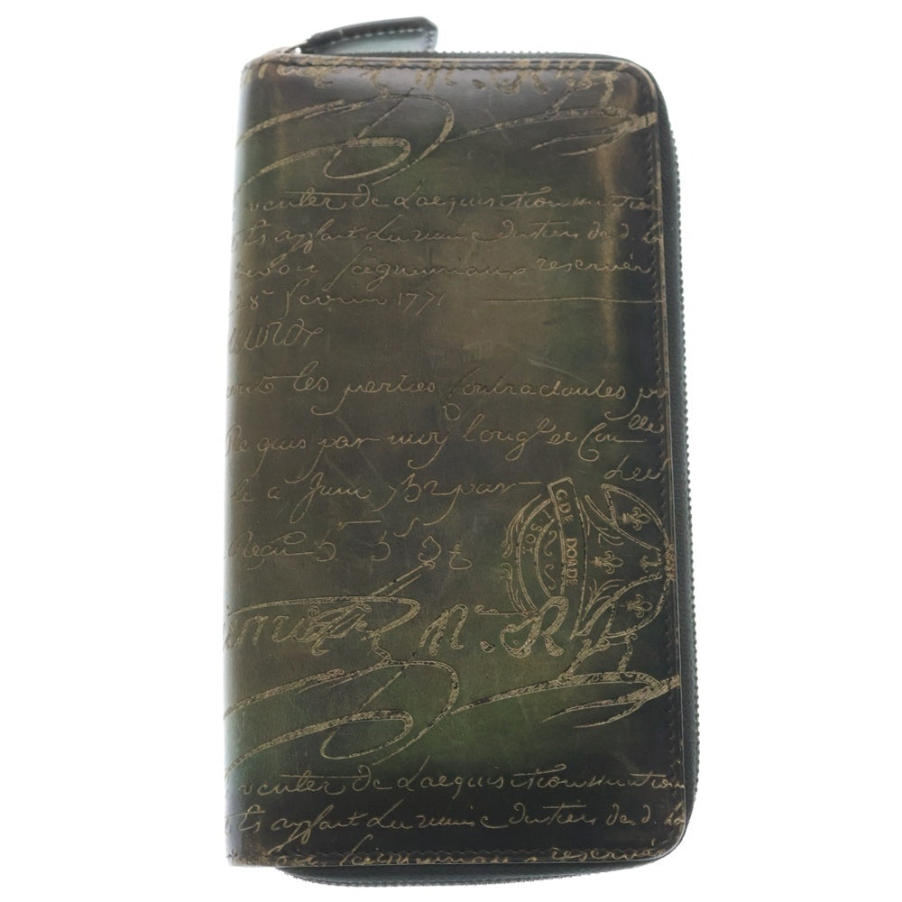 Berluti(ベルルッティ) イタウバ カリグラフィ スクリット レザー ロングウォレット グリーン/ブラック