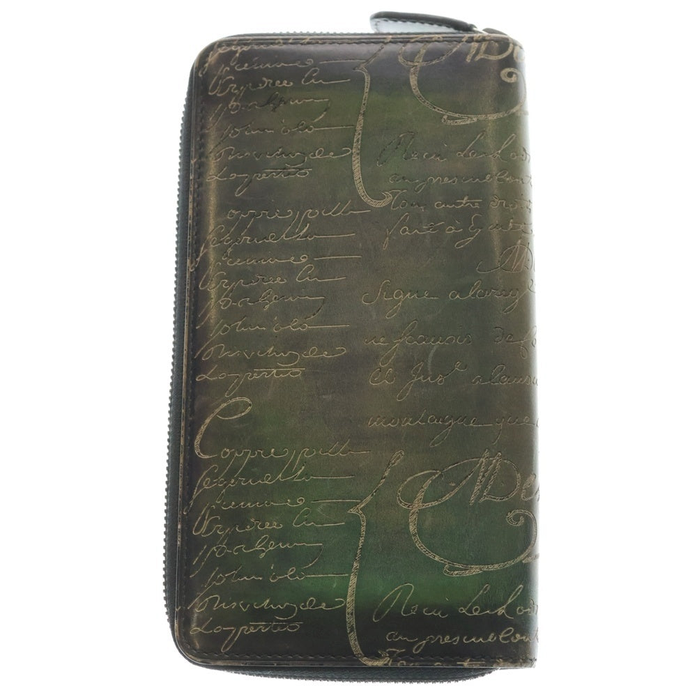 Berluti(ベルルッティ) イタウバ カリグラフィ スクリット レザー ロングウォレット グリーン/ブラック