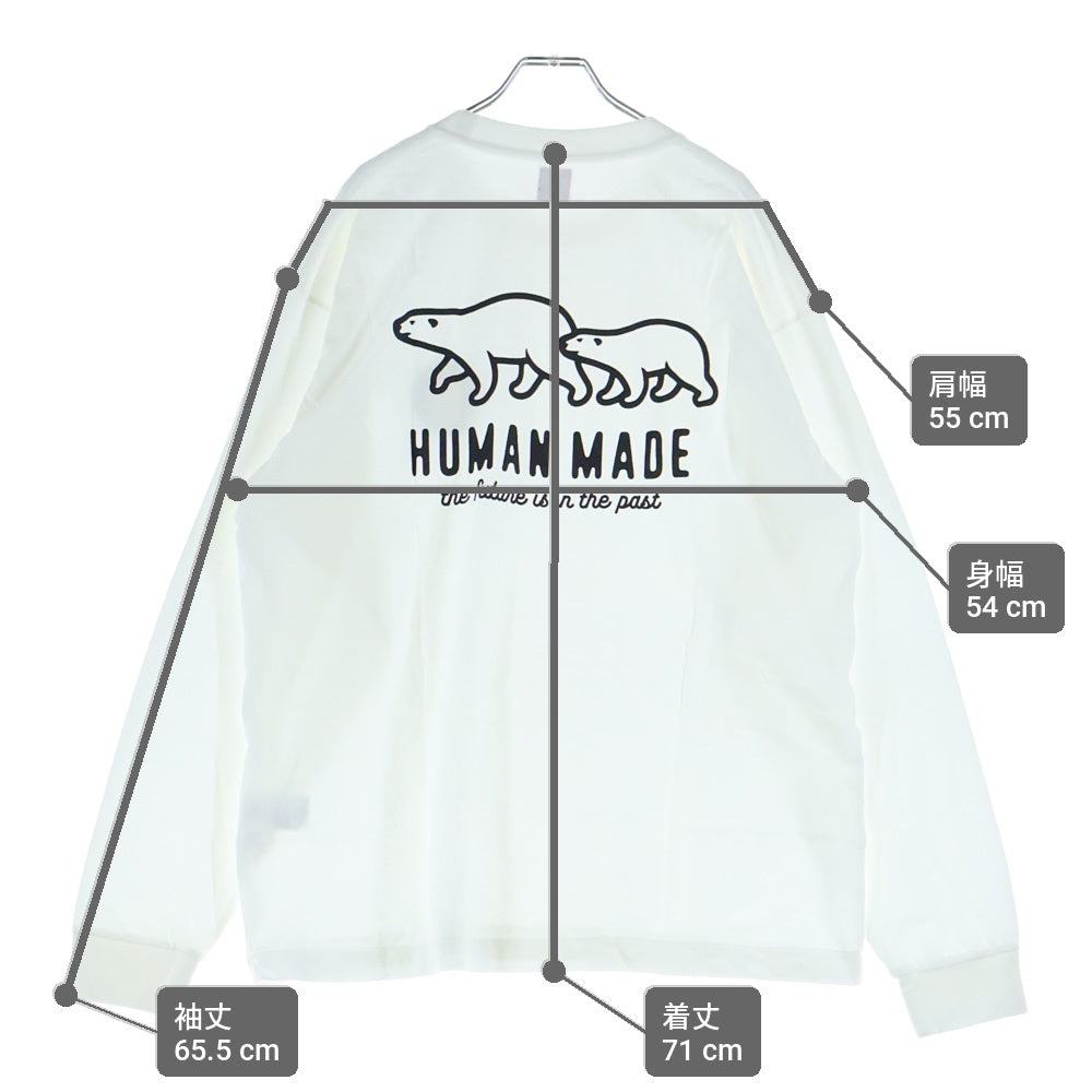 HUMAN MADE(ヒューマンメイド) GRAPHIC L/S T-SHIRT ロゴプリントクルーネック ロングスリーブ 長袖Tシャツ カットソー ホワイト HM28CS036