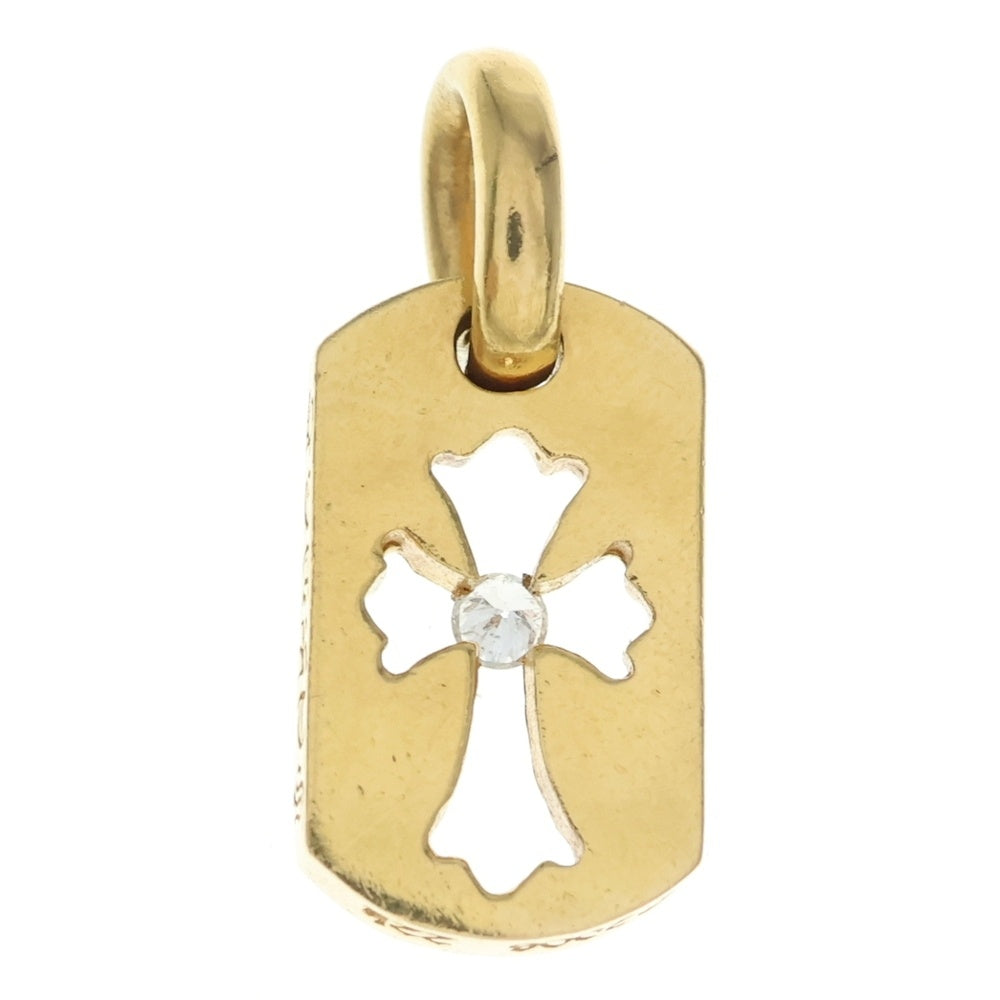 CHROME HEARTS(クロムハーツ)22K DT TNY CO CRS 1DIA タイニーカットアウトクロス ドッグタグ 1ダイヤ ペンダントトップ ゴールド BCA039