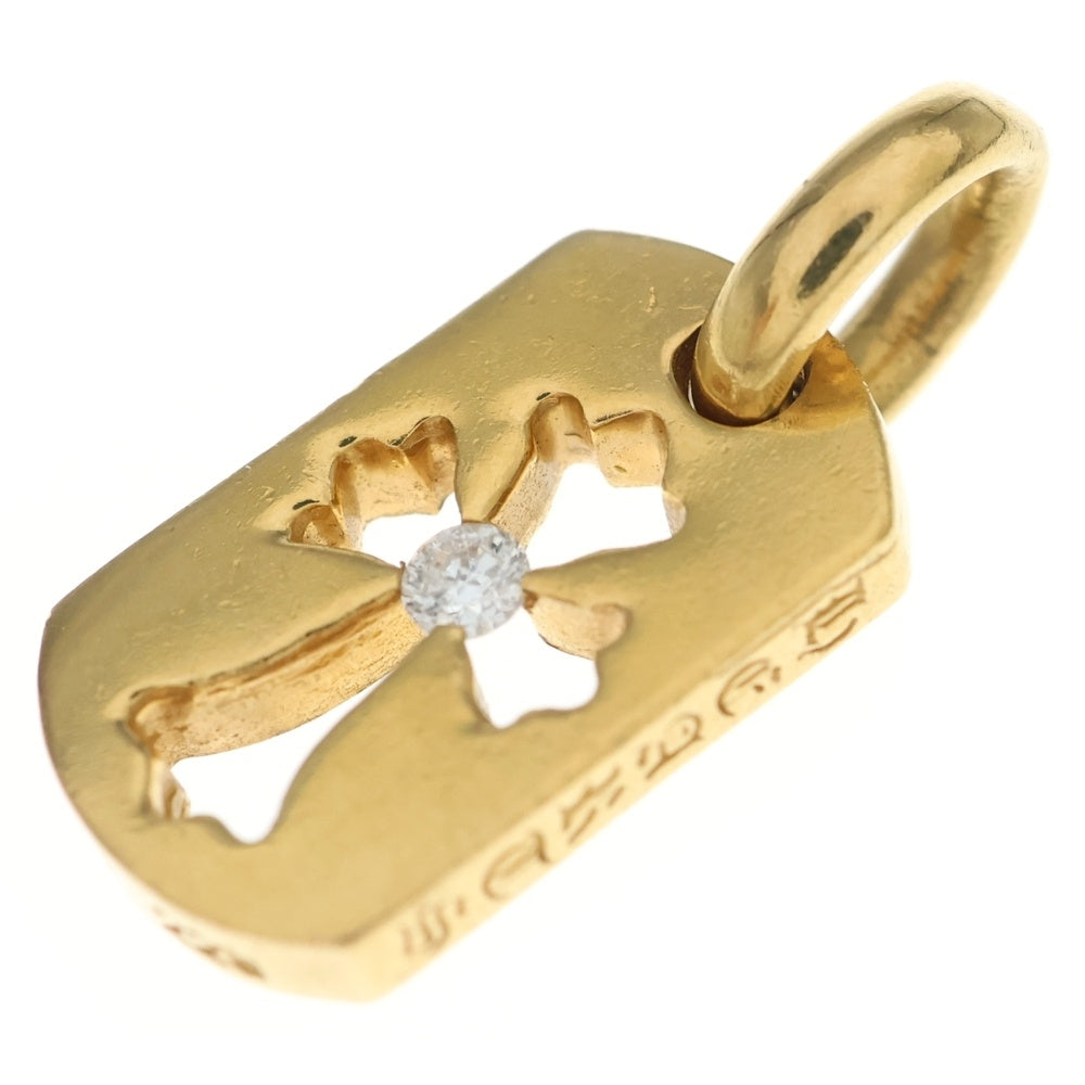 CHROME HEARTS(クロムハーツ)22K DT TNY CO CRS 1DIA タイニーカットアウトクロス ドッグタグ 1ダイヤ ペンダントトップ ゴールド BCA039