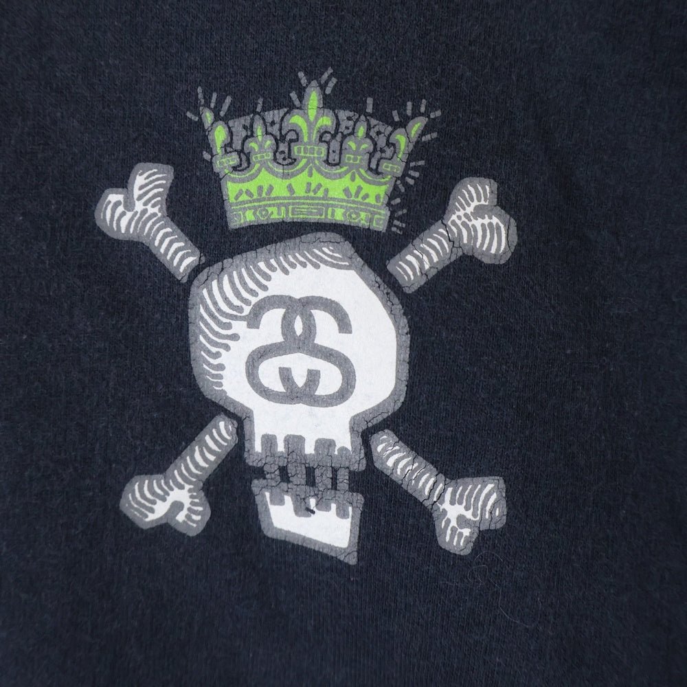 STUSSY(ステューシー) 90S VINTAGE OLD 紺タグ プリント クルーネック 半袖Tシャツ カットソー ネイビー