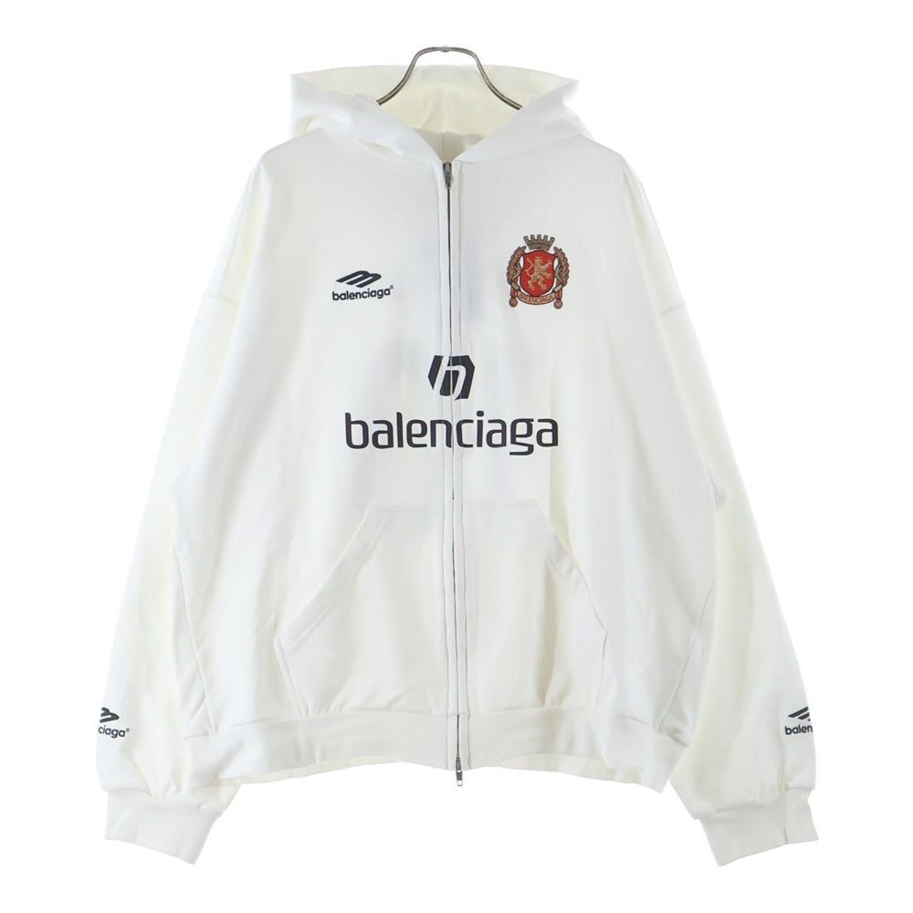 BALENCIAGA(バレンシアガ) 24SS Soccer Paris Zip-Hoodie サッカー パリス ロゴ刺繍 ジップアップ スウェットパーカー ホワイト 744457 TPVS6