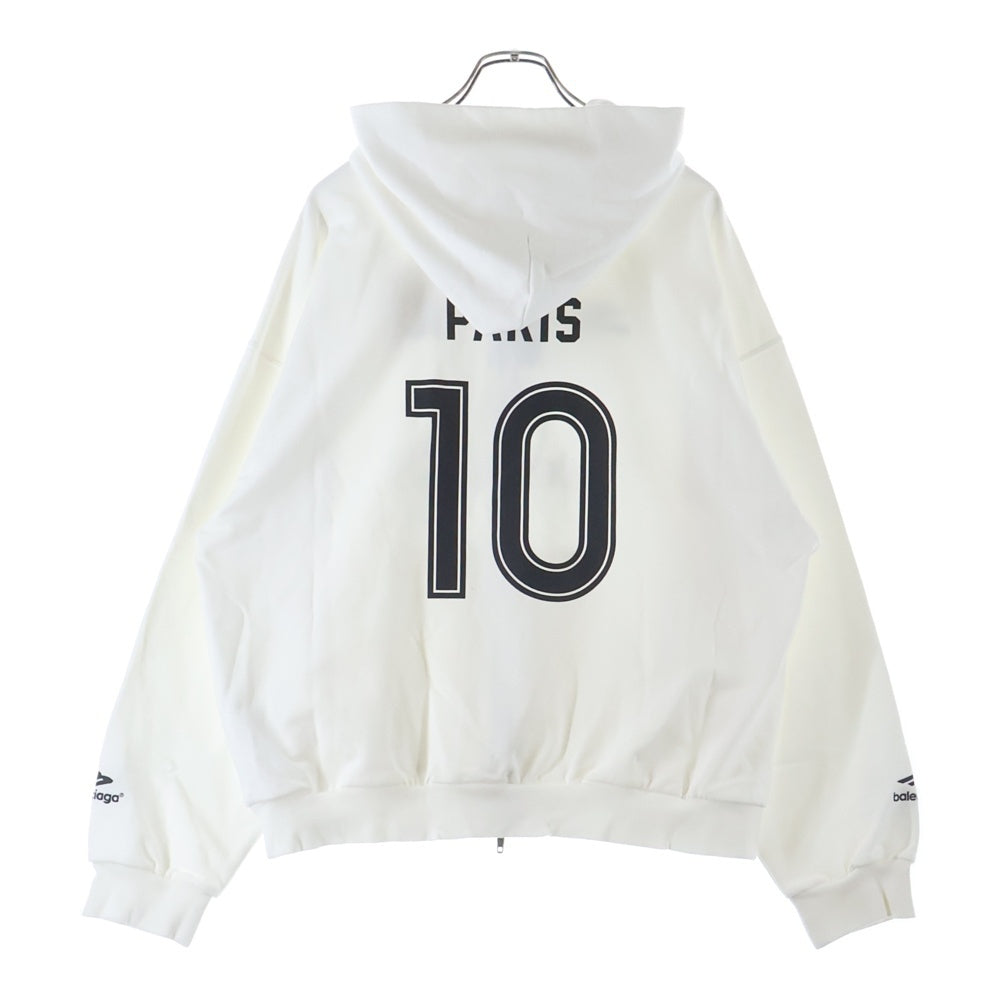 BALENCIAGA(バレンシアガ) 24SS Soccer Paris Zip-Hoodie サッカー パリス ロゴ刺繍 ジップアップ スウェットパーカー ホワイト 744457 TPVS6