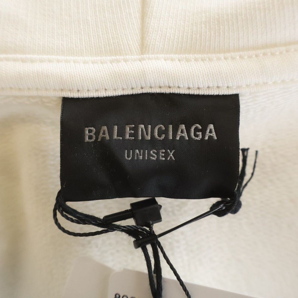 BALENCIAGA(バレンシアガ) 24SS Soccer Paris Zip-Hoodie サッカー パリス ロゴ刺繍 ジップアップ スウェットパーカー ホワイト 744457 TPVS6
