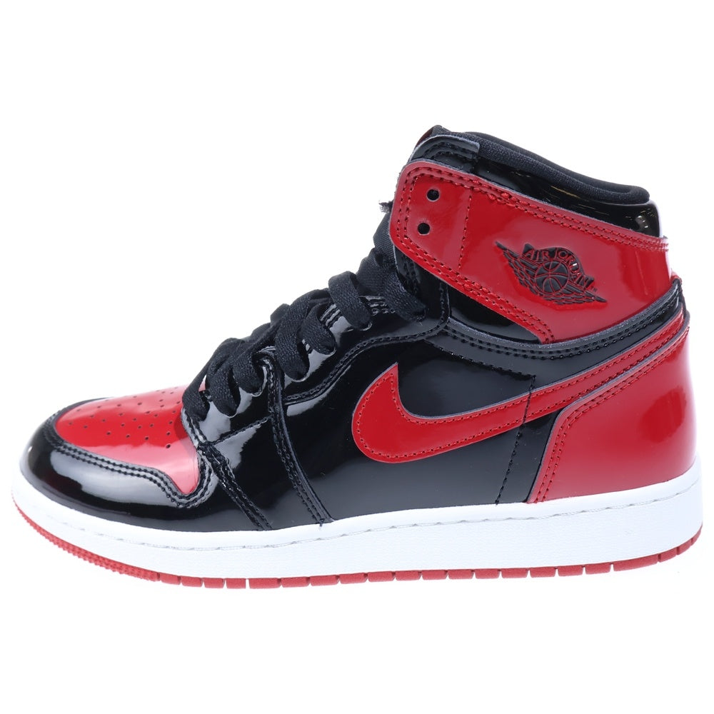 NIKE(ナイキ) GS AIR JORDAN 1 HIGH OG PATENT BRED エアジョーダン1 パテントブレッド ハイカットスニーカー ブラック/レッド レディース US6.5Y/24.5cm 575441-063