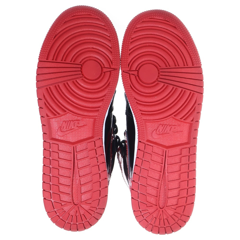 NIKE(ナイキ) GS AIR JORDAN 1 HIGH OG PATENT BRED エアジョーダン1 パテントブレッド ハイカットスニーカー ブラック/レッド レディース US6.5Y/24.5cm 575441-063