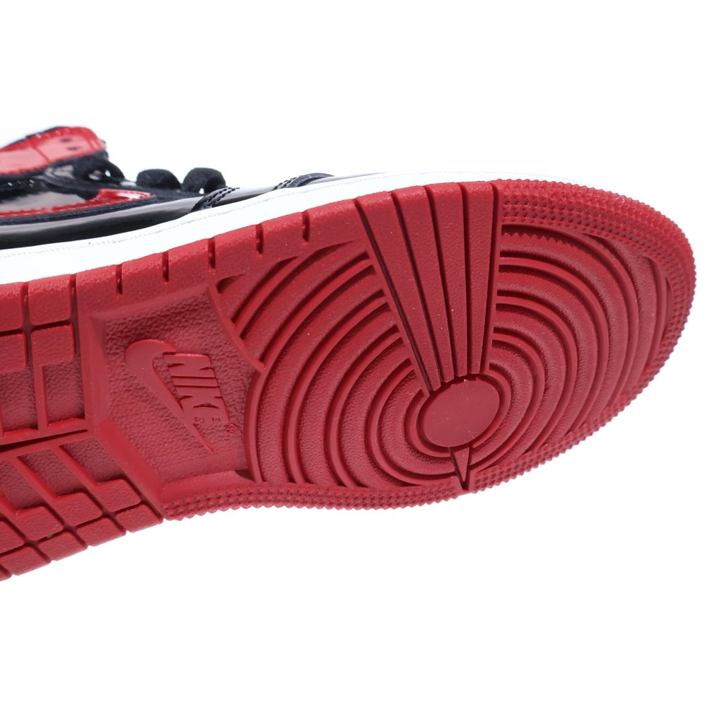NIKE(ナイキ) GS AIR JORDAN 1 HIGH OG PATENT BRED エアジョーダン1 パテントブレッド ハイカットスニーカー ブラック/レッド レディース US6.5Y/24.5cm 575441-063