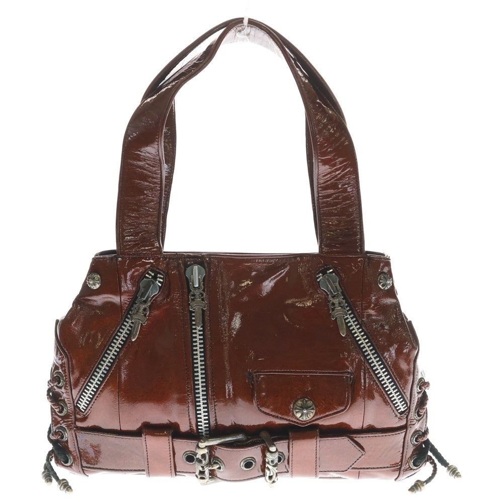 CHROME HEARTS(クロムハーツ) JJ DEAN MTLC SMALL JJディーンメタリック スモール パテントレザー ライダース ハンドバッグ レッド