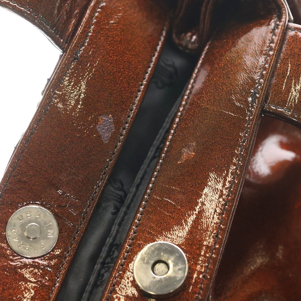 CHROME HEARTS(クロムハーツ) JJ DEAN MTLC SMALL JJディーンメタリック スモール パテントレザー ライダース ハンドバッグ レッド
