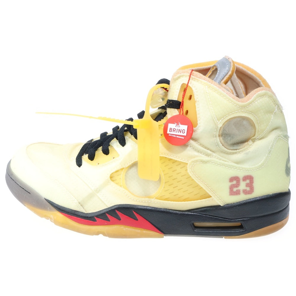 NIKE(ナイキ) ×OFF-WHITE AIR JORDAN 5 RETRO SP SAIL オフホワイト エアジョーダン5 レトロ セイル ハイカットスニーカー アイボリー US14/32cm DH8565-100