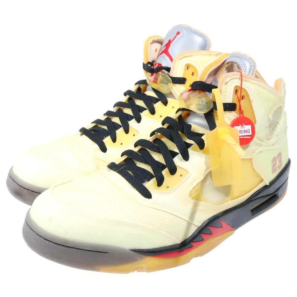 NIKE(ナイキ) ×OFF-WHITE AIR JORDAN 5 RETRO SP SAIL オフホワイト エアジョーダン5 レトロ セイル ハイカットスニーカー アイボリー US14/32cm DH8565-100