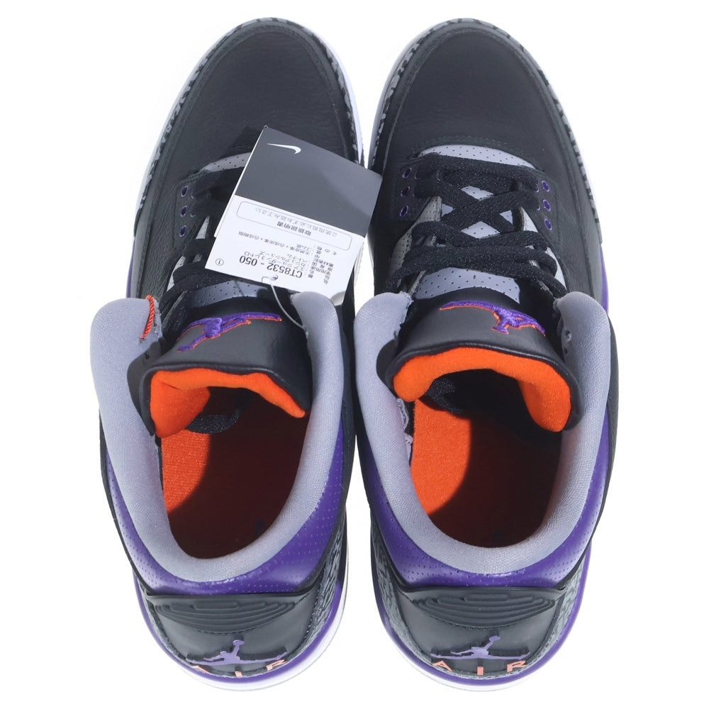 NIKE(ナイキ) AIR JORDAN 3 RETRO エアジョーダン ハイカットスニーカー ブラック/パープル US12/30cm CT8532-050