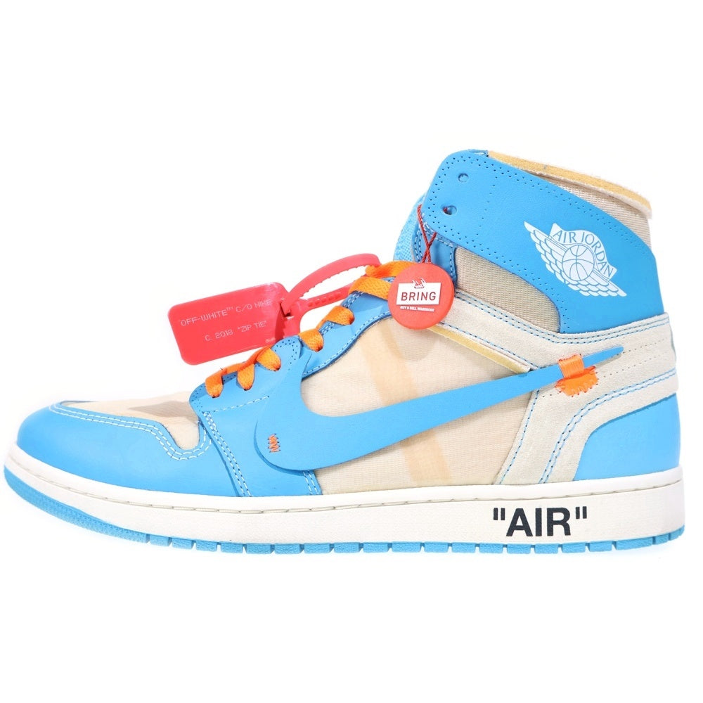NIKE(ナイキ) OFF-WHITE AIR JORDAN 1 POWDER BLUE UNC オフホワイト エアジョーダン1 パウダーブルーハイカットスニーカー ホワイト/ブルー US14/32cm AQ0818-148