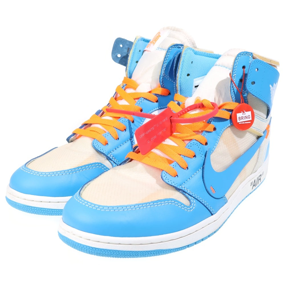 NIKE(ナイキ) OFF-WHITE AIR JORDAN 1 POWDER BLUE UNC オフホワイト エアジョーダン1 パウダーブルーハイカットスニーカー ホワイト/ブルー US14/32cm AQ0818-148