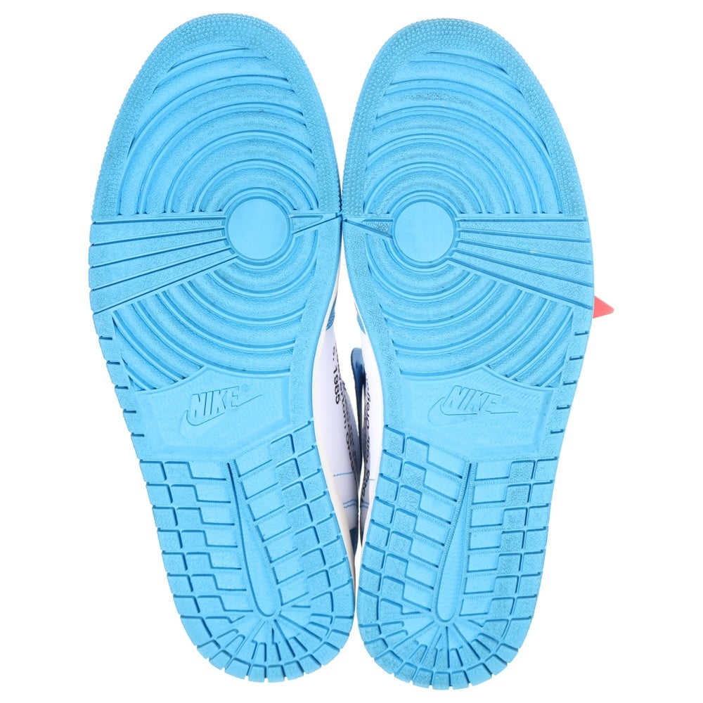 NIKE(ナイキ) OFF-WHITE AIR JORDAN 1 POWDER BLUE UNC オフホワイト エアジョーダン1 パウダーブルーハイカットスニーカー ホワイト/ブルー US14/32cm AQ0818-148