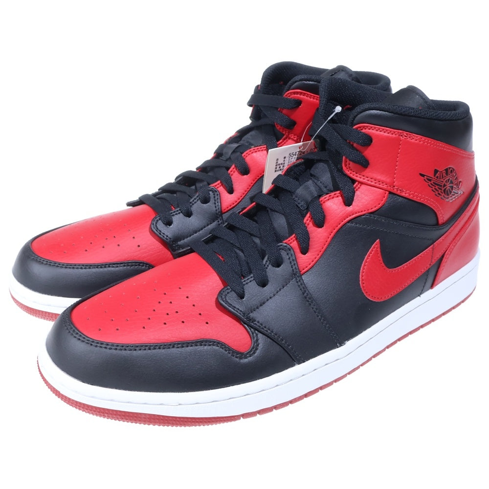 NIKE(ナイキ) AIR JORDAN 1 MID BRED エアジョーダン1 ブレッド ハイカットスニーカー ブラック/レッド US14/32cm 554724-074