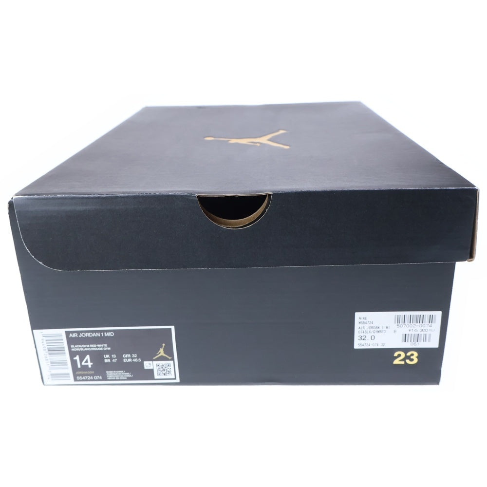NIKE(ナイキ) AIR JORDAN 1 MID BRED エアジョーダン1 ブレッド ハイカットスニーカー ブラック/レッド US14/32cm 554724-074