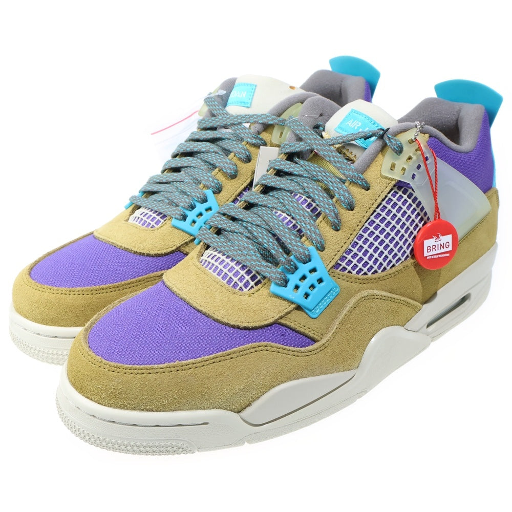 NIKE(ナイキ) ×UNION AIR JORDAN 4 SP DESERT MOSS ユニオン エアジョーダン4 デザートモス ハイカットスニーカー イエロー/パープル US13/31cm DJ5718-300
