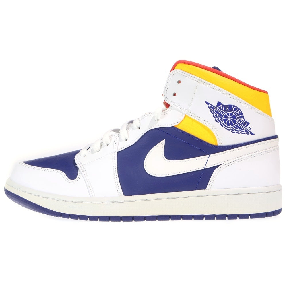 NIKE(ナイキ) AIR JORDAN 1 MID WHITE NAVY YELLOW エアジョーダン1 ミッドカットスニーカー ホワイト/ブルー US14/32cm 554724-131