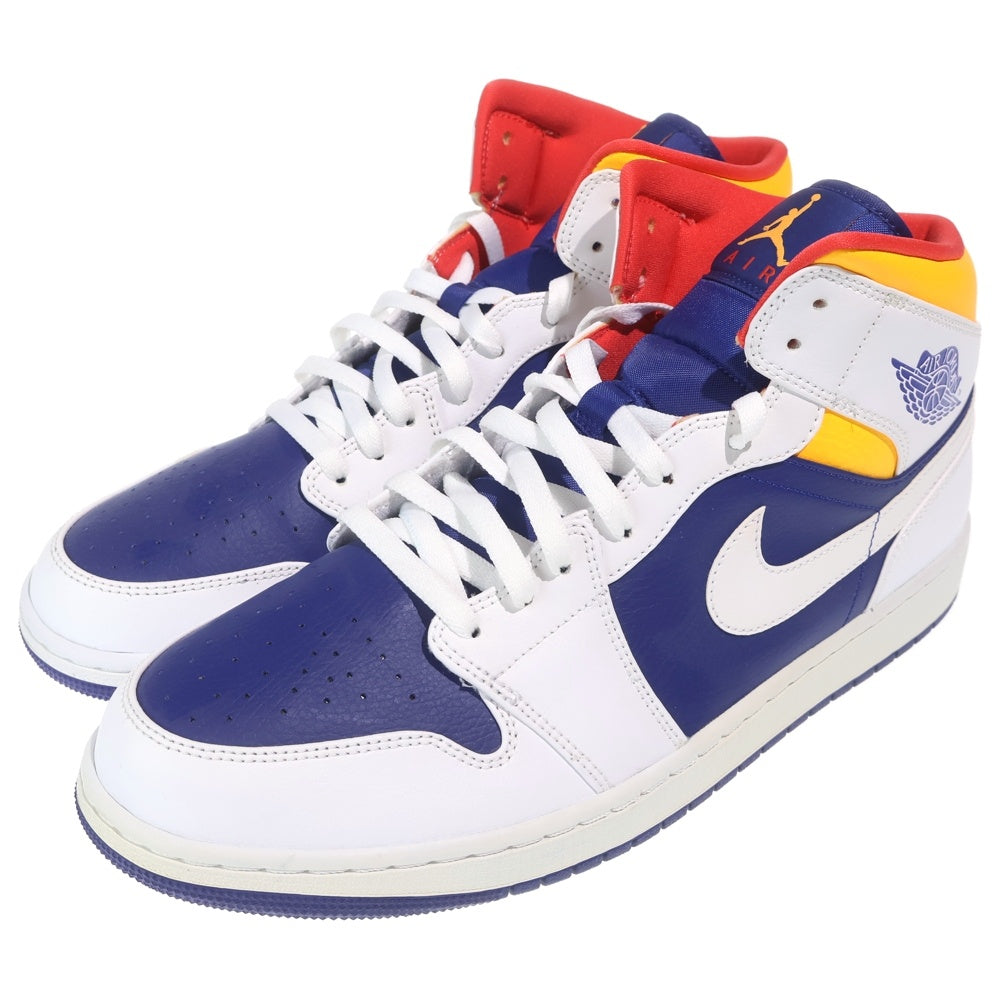 NIKE(ナイキ) AIR JORDAN 1 MID WHITE NAVY YELLOW エアジョーダン1 ミッドカットスニーカー ホワイト/ブルー US14/32cm 554724-131