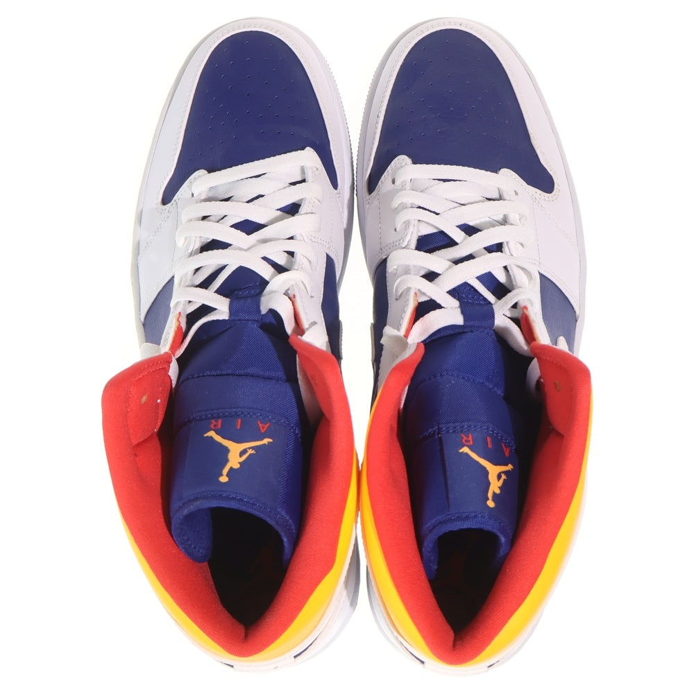 NIKE(ナイキ) AIR JORDAN 1 MID WHITE NAVY YELLOW エアジョーダン1 ミッドカットスニーカー ホワイト/ブルー US14/32cm 554724-131