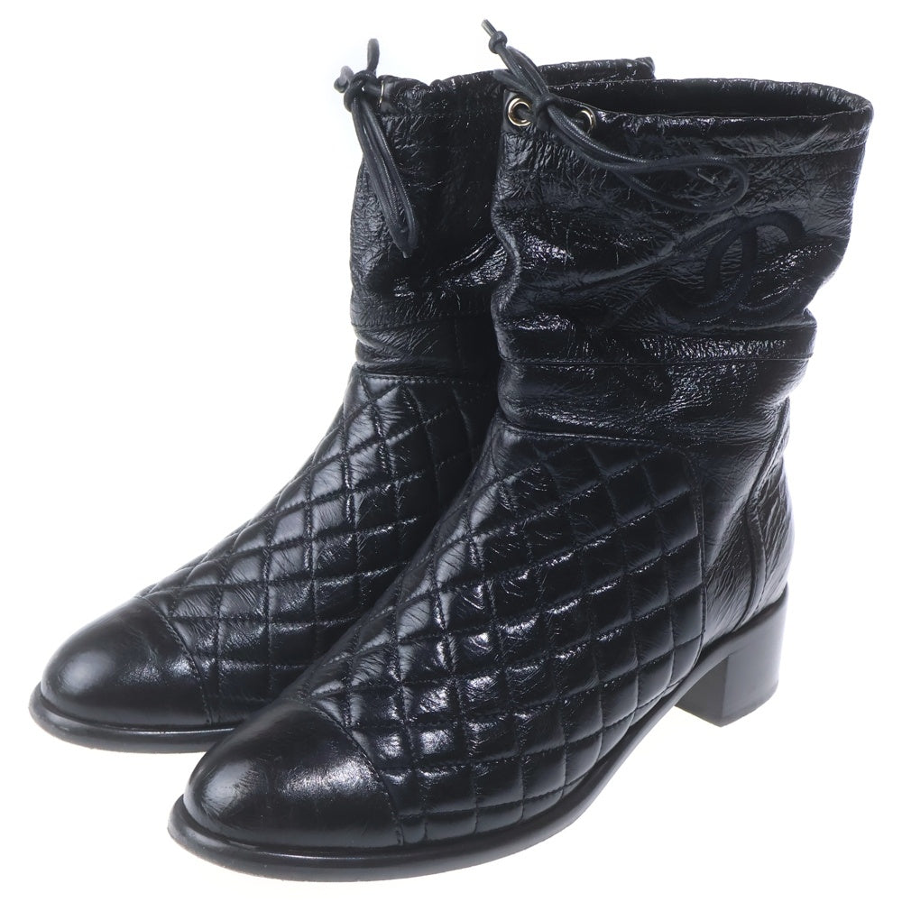 CHANEL(シャネル) マトラッセ ココマーク レザー ショートブーツ ブラック レディース 37 1/2C