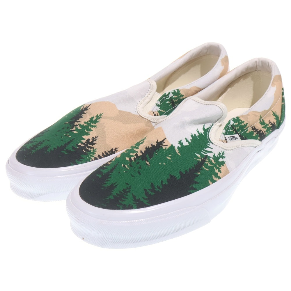 VANS(ヴァンズ) ×VAULT OG CLASSIC SLIP-ON LX TREESCAPE キス ボルト クラシック スリッポン ツリースケープ ローカットスニーカー ホワイト/グリーン US13/31cm VN0A45JK6CD