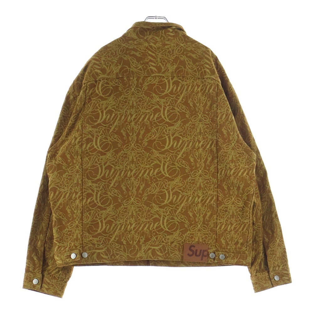 SUPREME(シュプリーム) 22AW Script Jacquard Denim Trucker Jacket スクリプト ジャガード デニムジャケット ブラウン