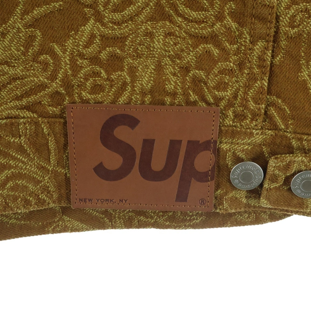 SUPREME(シュプリーム) 22AW Script Jacquard Denim Trucker Jacket スクリプト ジャガード デニムジャケット ブラウン
