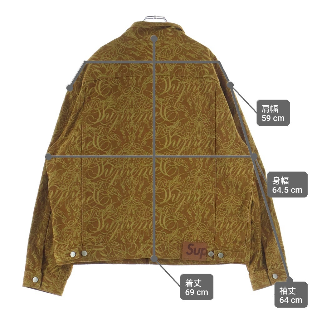 SUPREME(シュプリーム) 22AW Script Jacquard Denim Trucker Jacket スクリプト ジャガード デニムジャケット ブラウン