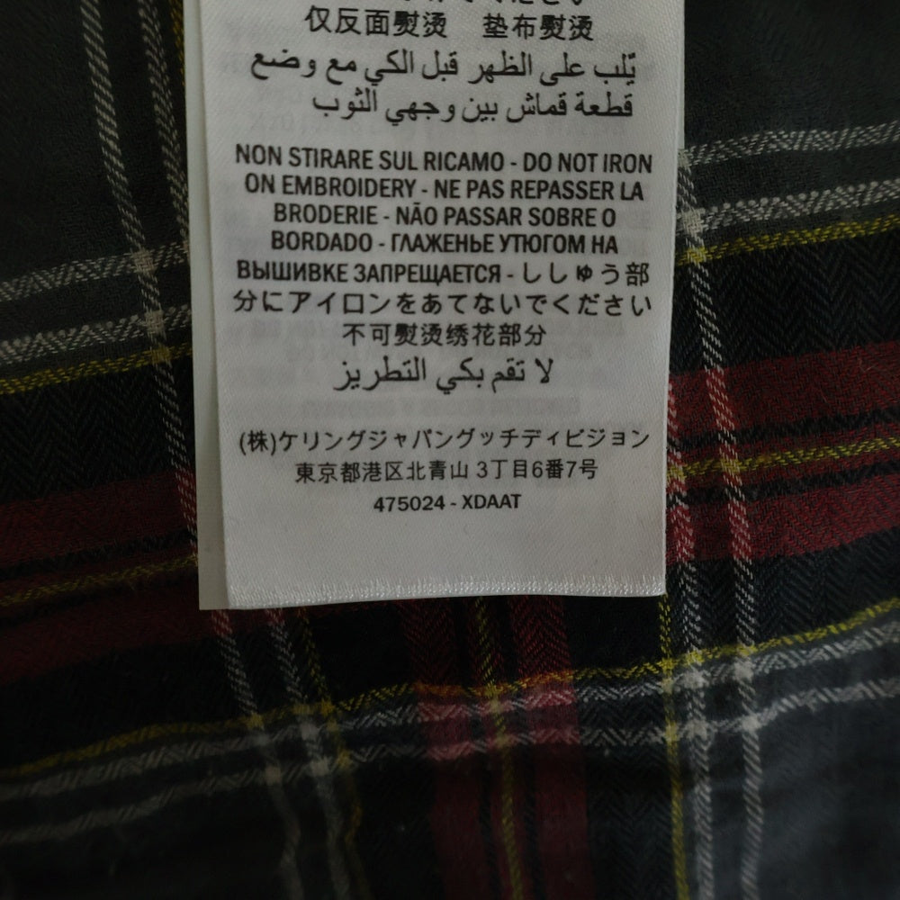 GUCCI(グッチ) GGロゴ ワッペン付き チェック柄ライナー オーバーサイズ デニムジャケット インディゴ 475024-XDAAT