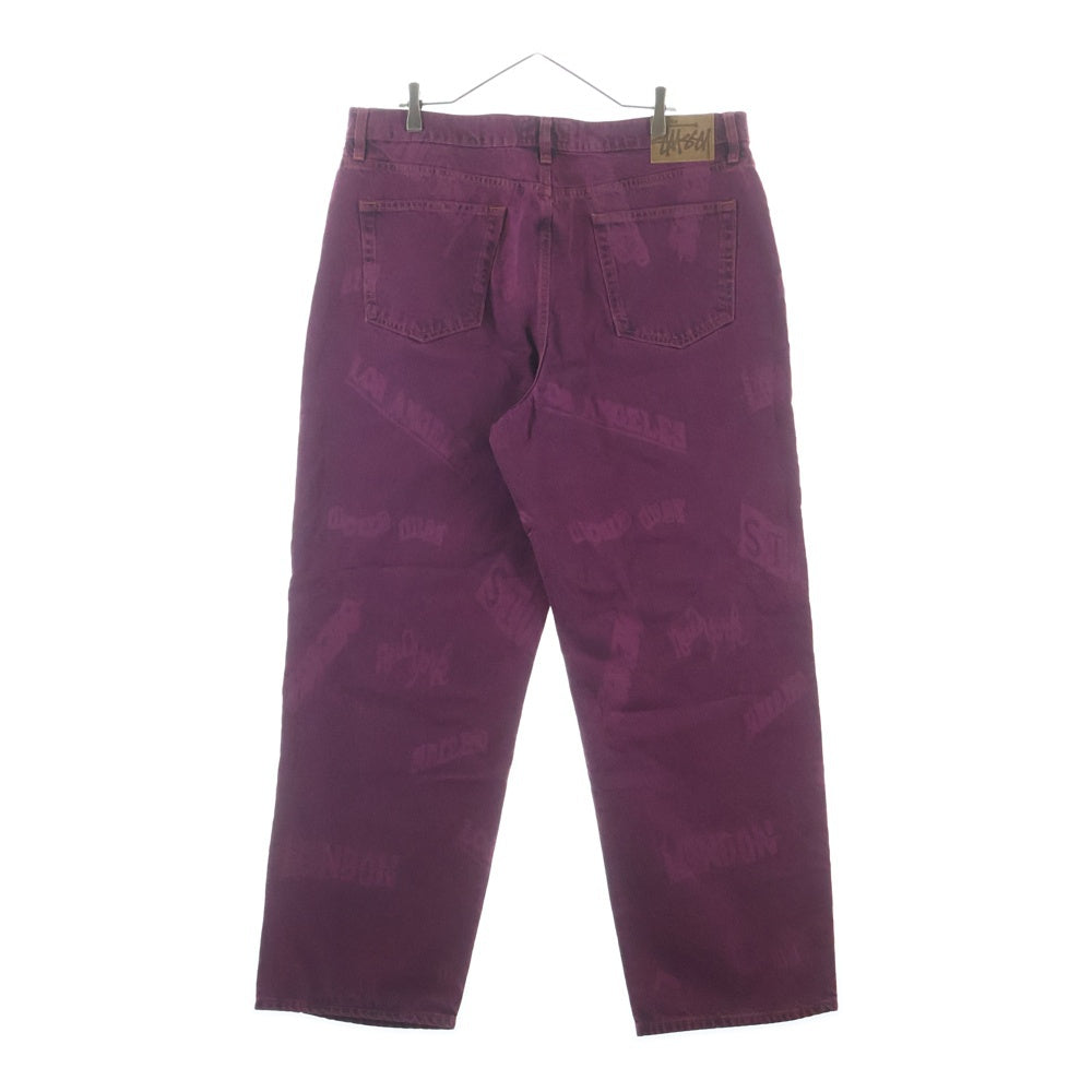 STUSSY(ステューシー) BIG OL JEAN 総柄 ルーズフィットジーンズ デニムパンツ パープル 116613